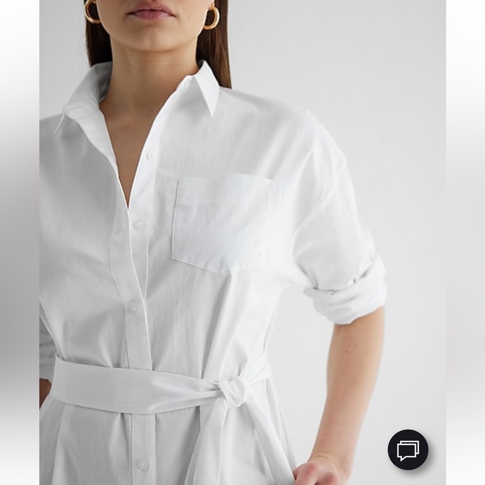 Express Boyfriend Poplin Portofino Maxi Shirt Dress - Picture 11 of 13